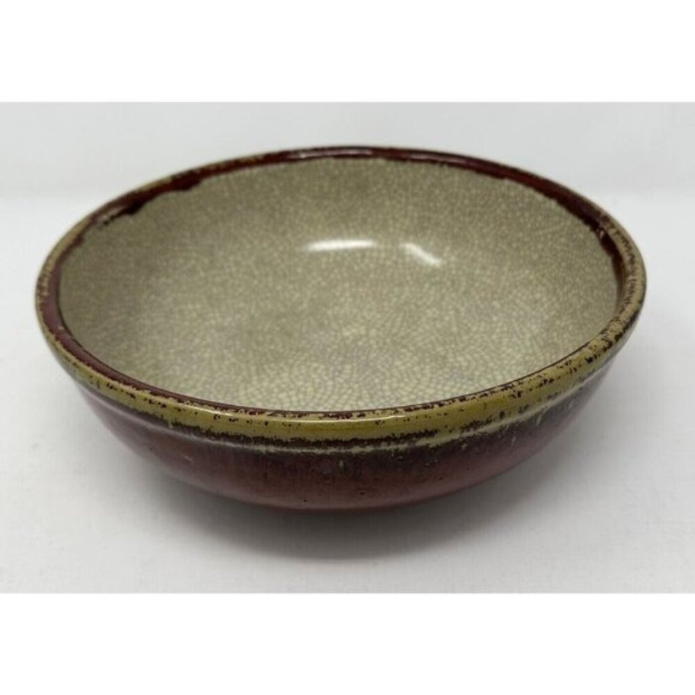 Vintage 1990s PIER 1 IMPORTS CRACKLE COLLECTION 10" Serving Bowl Rust Drip Glaze